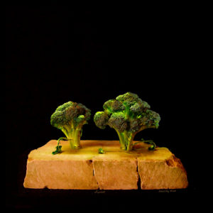 Broccoli on a stone slab