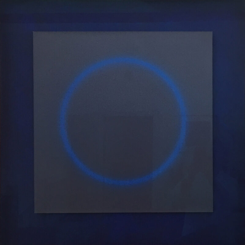 Blue circle on blue background unframed