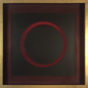 Red Circle on dark maroon background