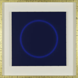 Blue circle print on dark blue background