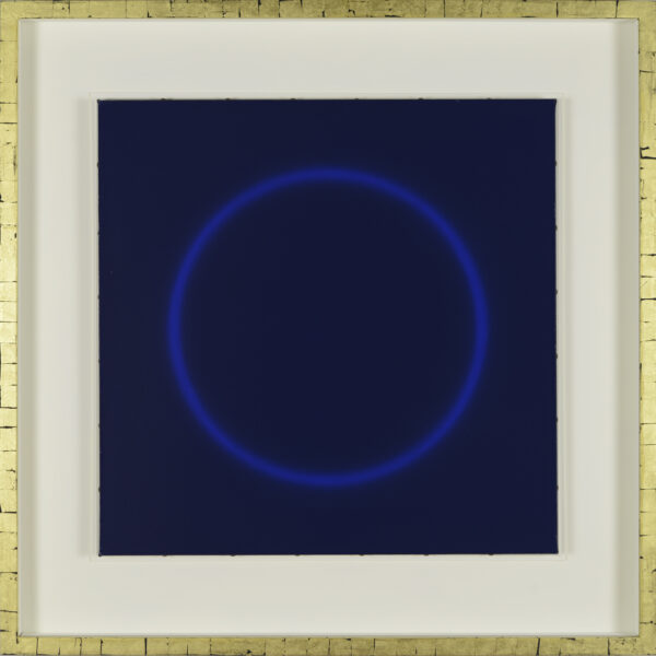 Blue circle print on dark blue background