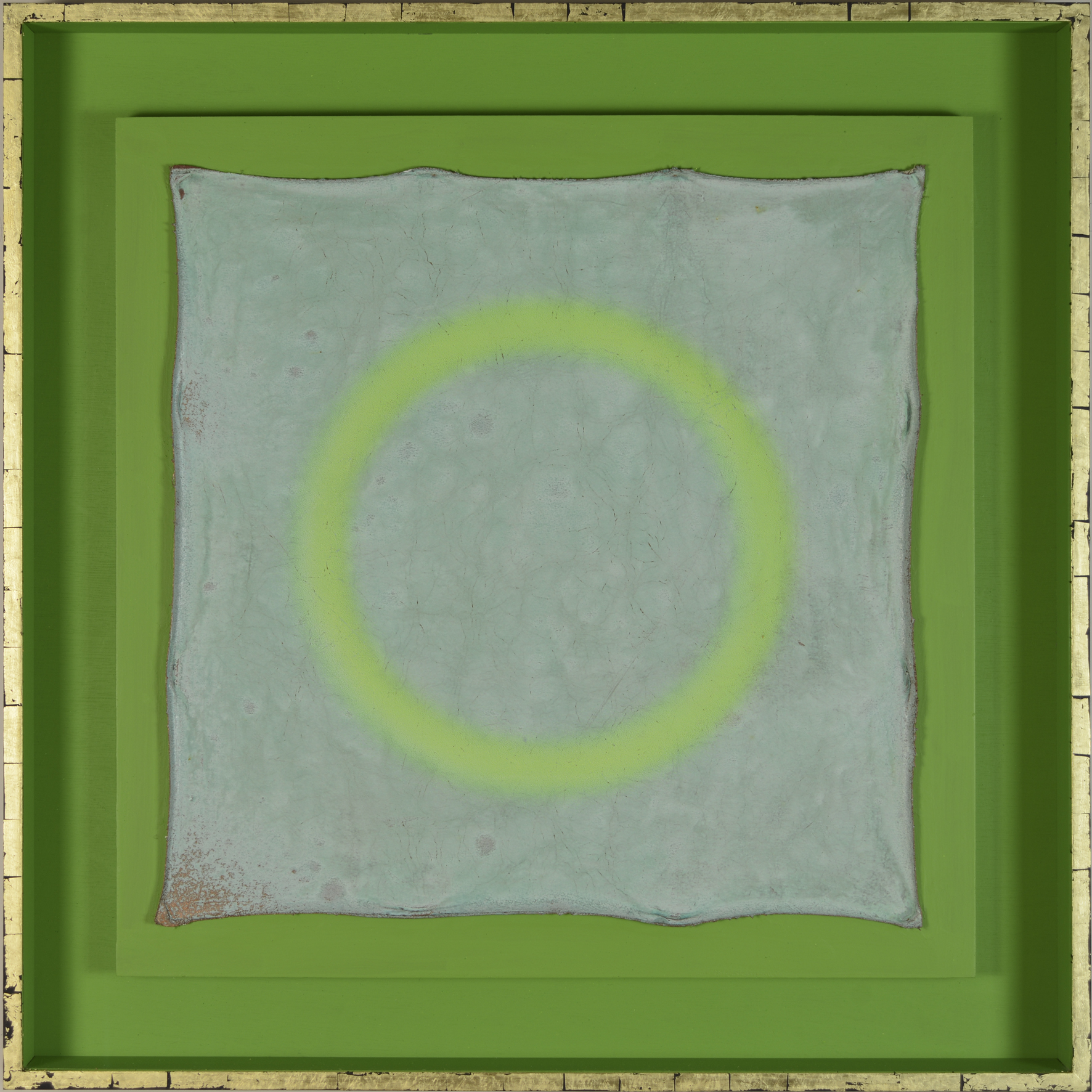 Green circle on green background